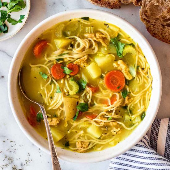 One-Pot Vegan Chicken Noodle Soup