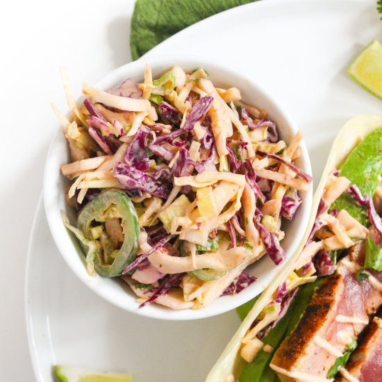 Creamy Jalapeno Cabbage Slaw