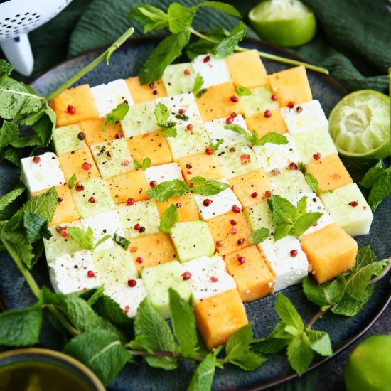 Checkerboard Salad with Cantaloupe,