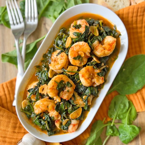 Spanish Spinach & Shrimp