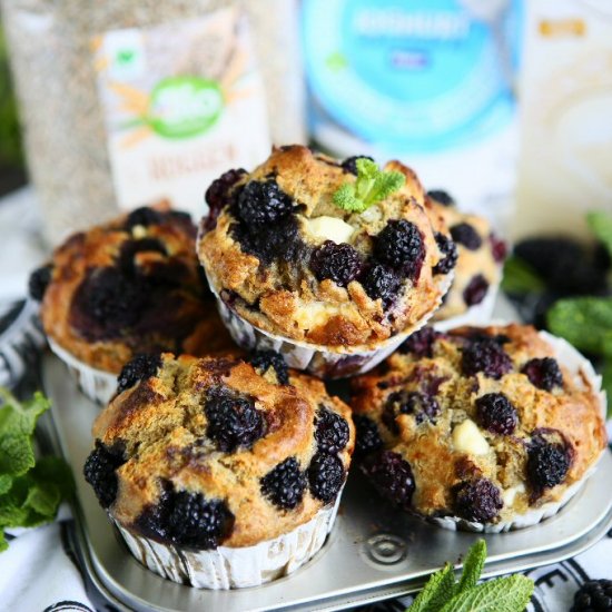 100% Rye Muffins with Blackberries