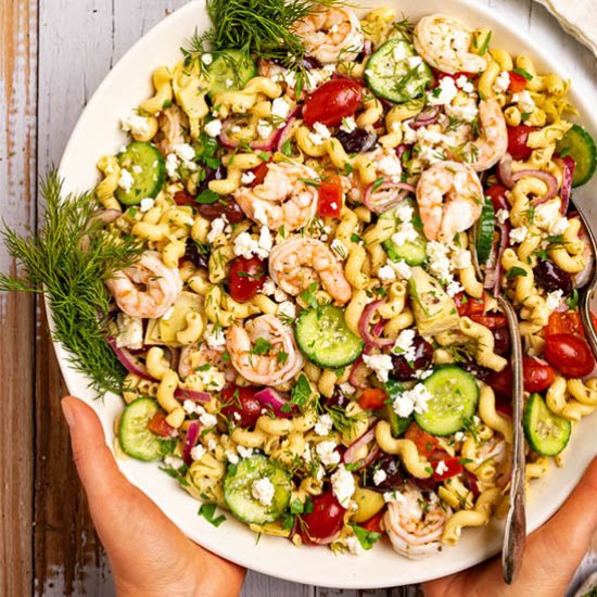 Greek Pasta Salad with Shrimp