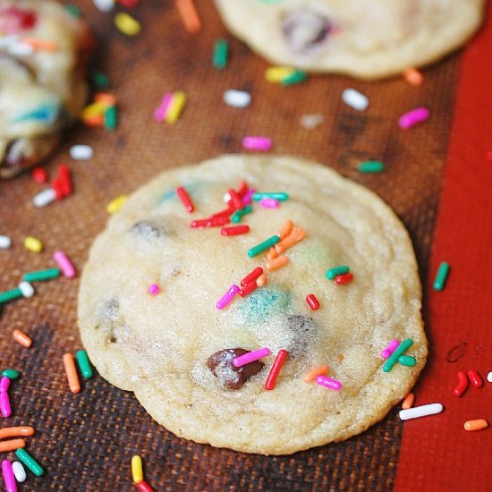 Soft and chewy M&M cookies