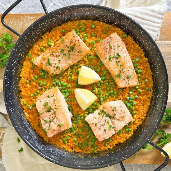 Paella Rice with Salmon & Peas