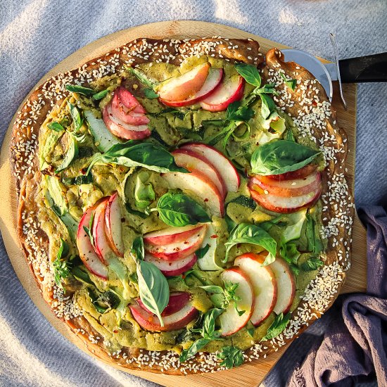 Zucchini Peach Pizza (Plant-Based)