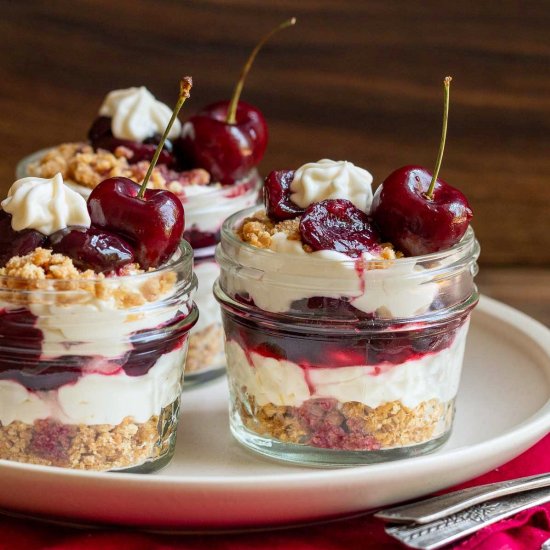 Boozy Cherry Cheesecake Jars