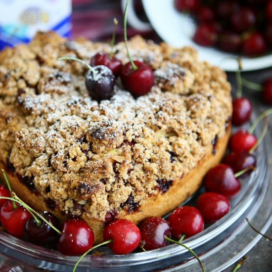 Cherry Streusel Cake with Chocolate