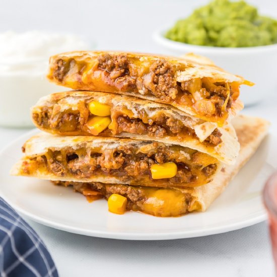 Cheesy Ground Beef Quesadillas