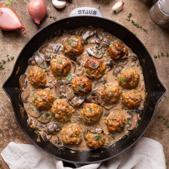 Baked Chicken Meatballs Marsala