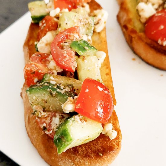 Greek Salad with Feta Bruschetta