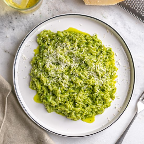 Risoni with Homemade Basil Pesto