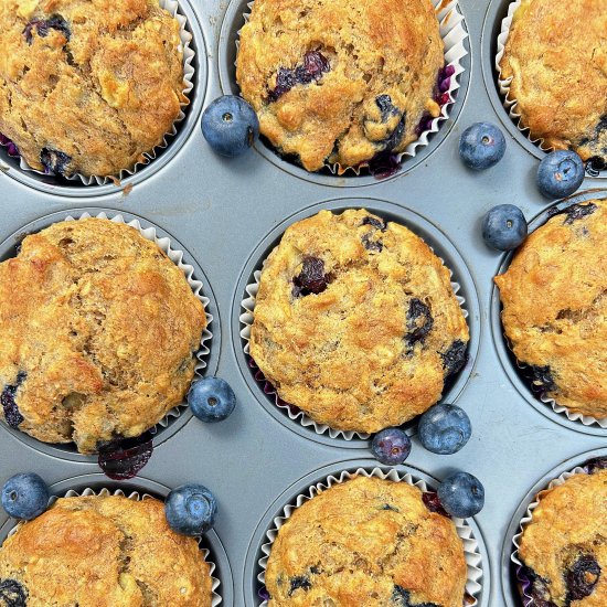 Banana Blueberry Oatmeal Muffins