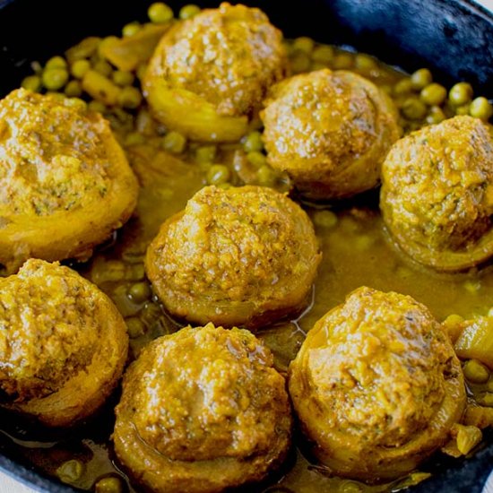 Stuffed Artichoke Bottoms With Peas