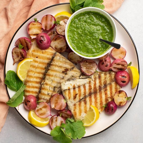 Grilled Barramundi with Radishes