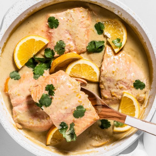 Coconut Orange Poached Salmon