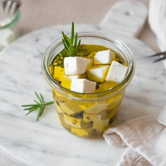 Marinated Feta Cheese in Olive Oil