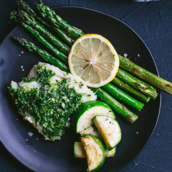 Keto baked Cod with Green Goddess G