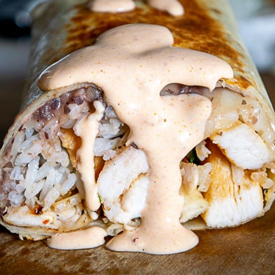 Chicken Burrito with Chipotle Crema