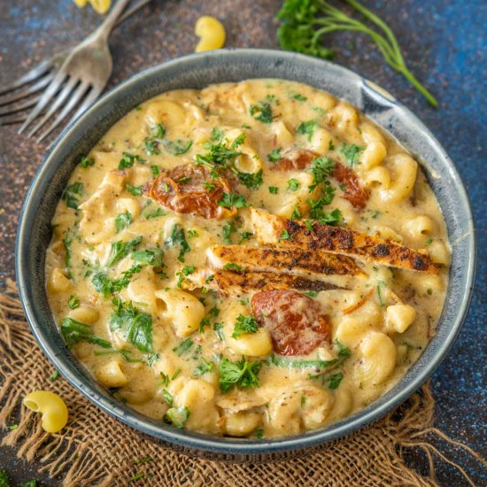 Tuscan chicken mac and cheese