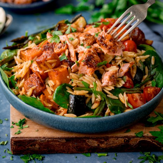 Orzo Pasta Salad with Salmon