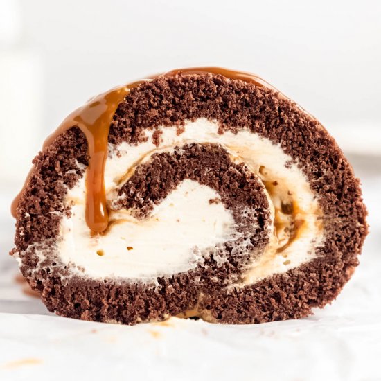 Chocolate Caramel Swiss Roll