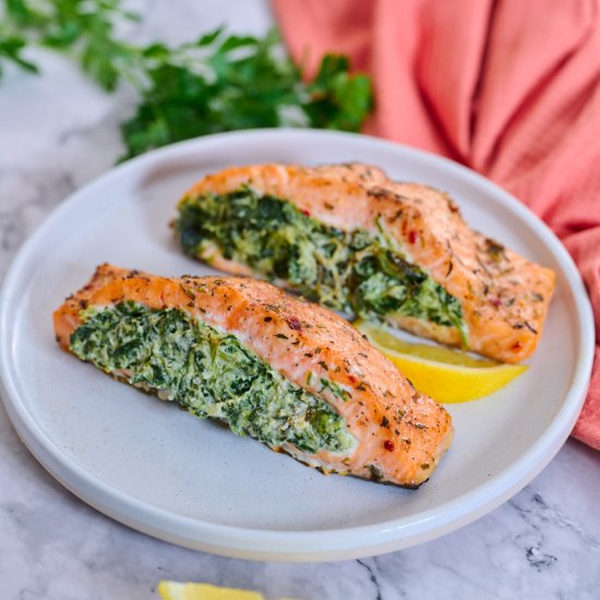 Creamy Spinach Stuffed Salmon