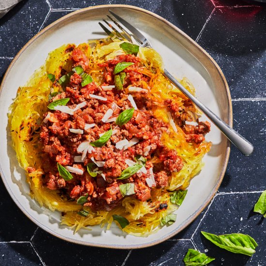 Grilled Spaghetti Squash with Sauce