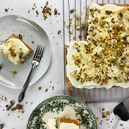 Pistachio poke cake