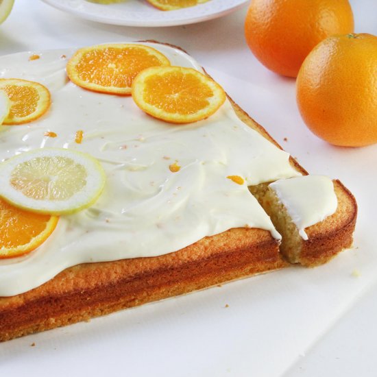 Orange yogurt sheet cake