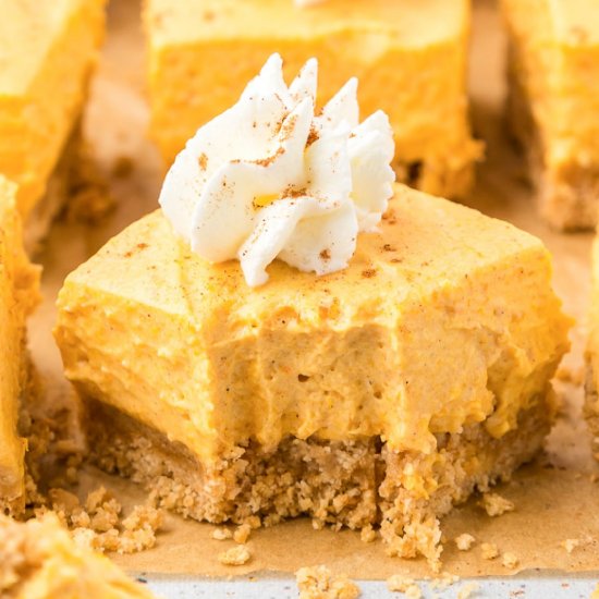 Pumpkin Cheesecake Bars (No Bake!)