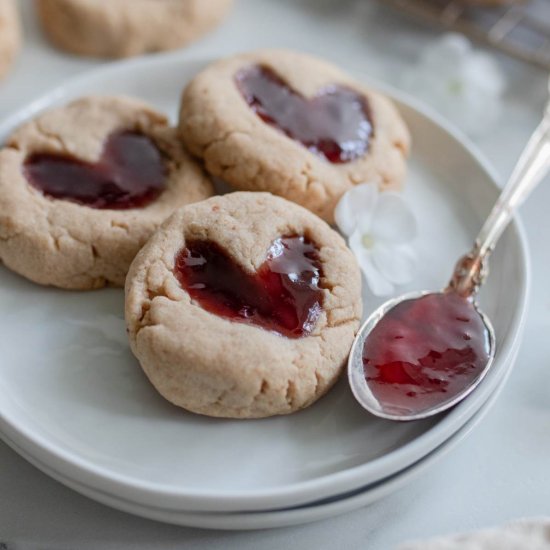 Heart Shaped Strawberry Thumbprints