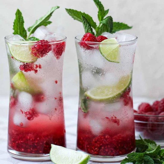 Raspberry Mojito Mocktail