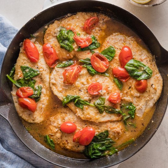 White Wine Spinach Tomato Chicken