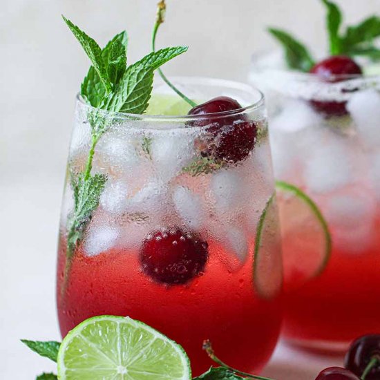 Cherry Mojito Mocktail Recipe