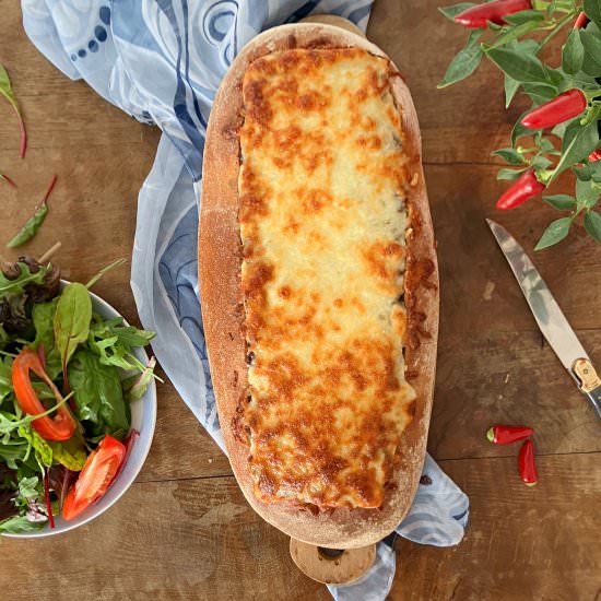 Mushroom Bolognese Stuffed Bread