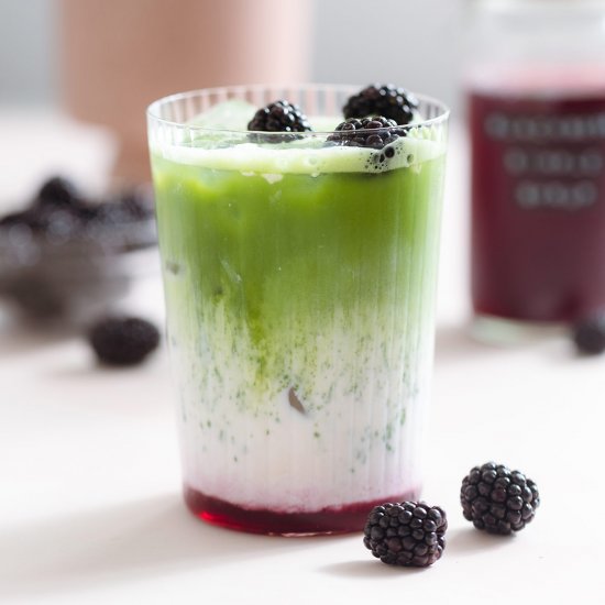 blackberry matcha latte