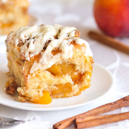 Peach Crisp Cinnamon Rolls