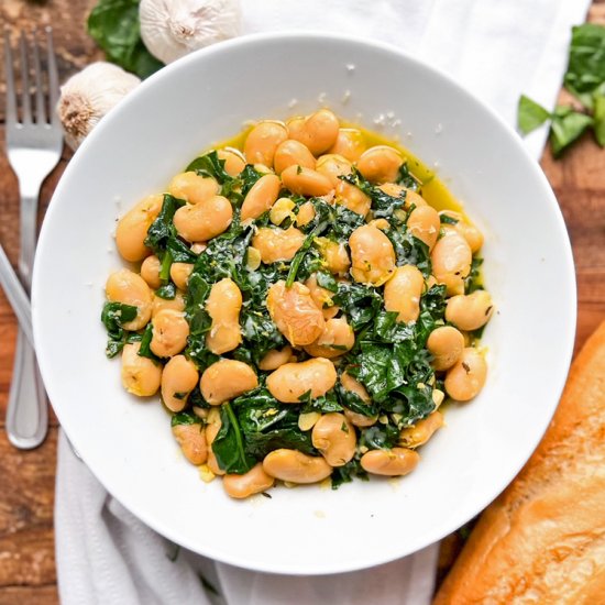 Garlic Butter Beans with Spinach