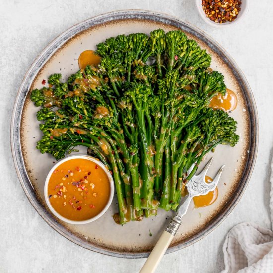 Steamed Broccolini with Satay Sauce