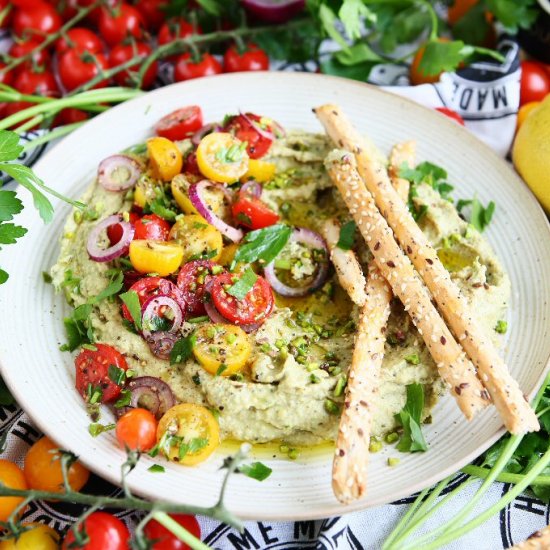 Pistachio and White Bean Dip with T