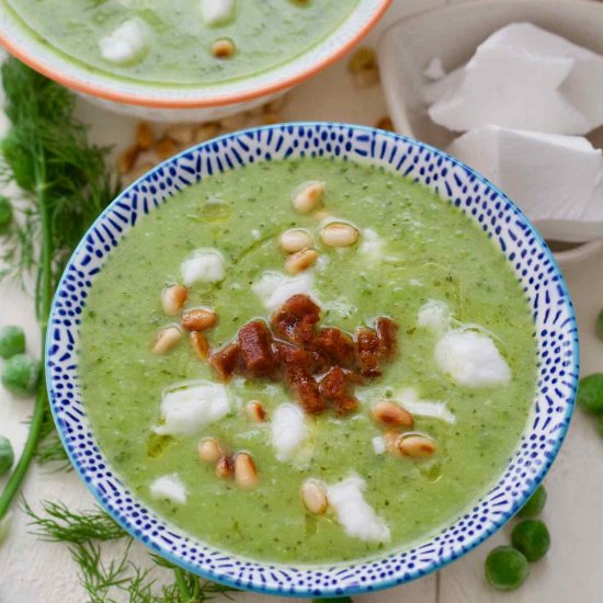 Courgette Soup with Peas & Mint