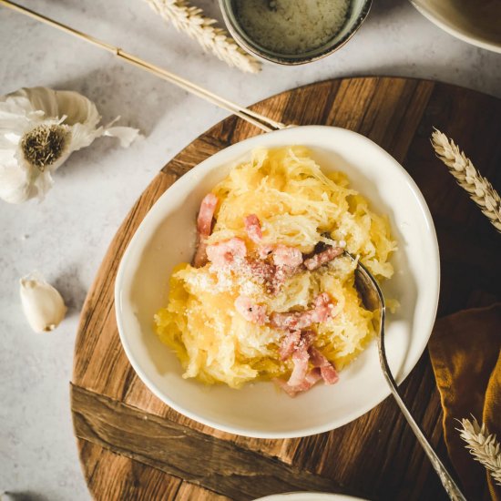 Baked Spaghetti Squash Carbonara