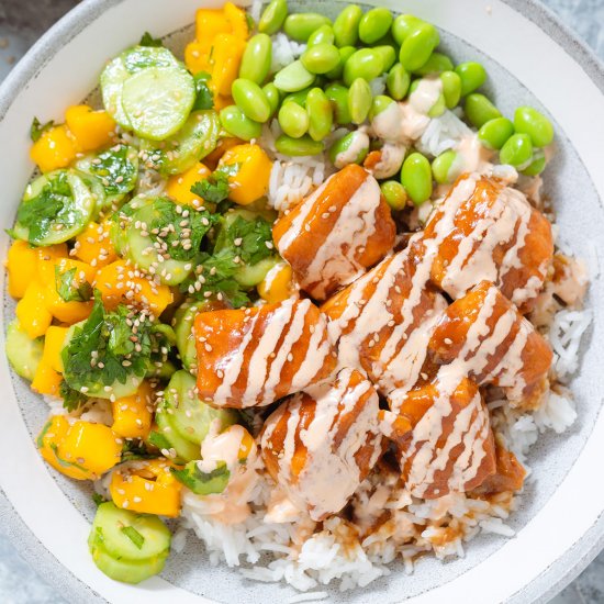 teriyaki salmon rice bowl