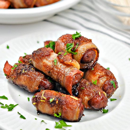 KETO  BACON WRAPPED SMOKIES