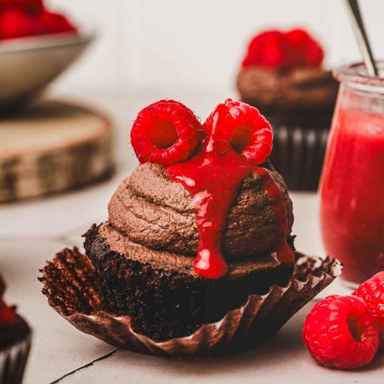 Chocolate raspberry cupcakes