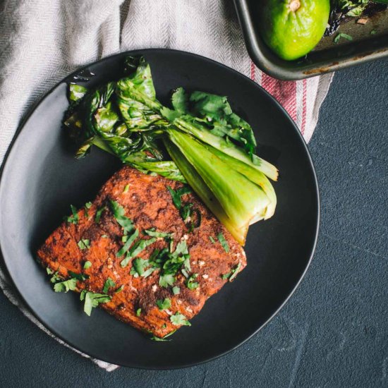 Keto Chili Lime Salmon with Bok Cho