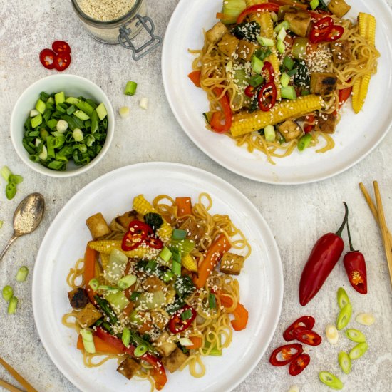 Teriyaki Tofu Stir-Fried Noodles