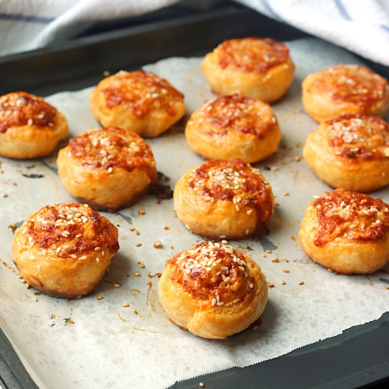 Gochujang Cheddar Pinwheels