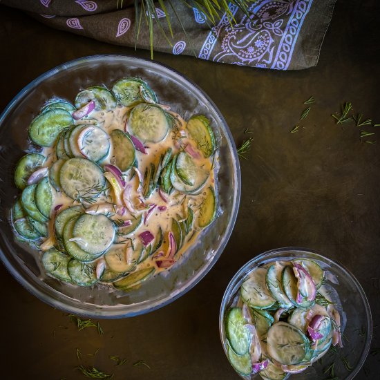 Skinny Creamy German Cucumber Salad