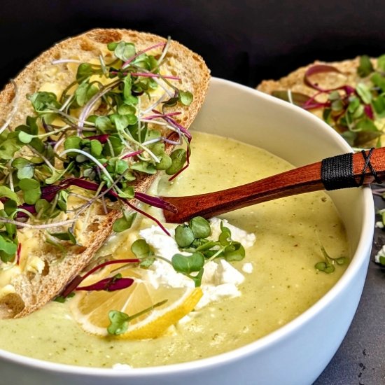 Lemon Broccoli Feta Soup